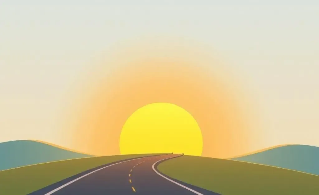 A winding road leading to a sunrise, symbolizing new opportunities