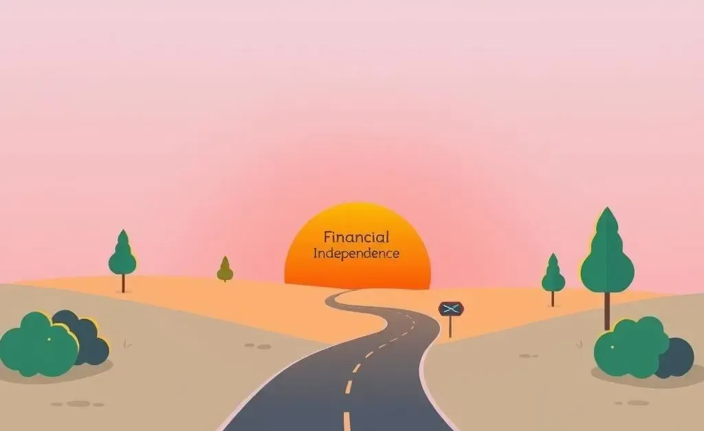 A friendly illustrated roadmap leading to financial independence