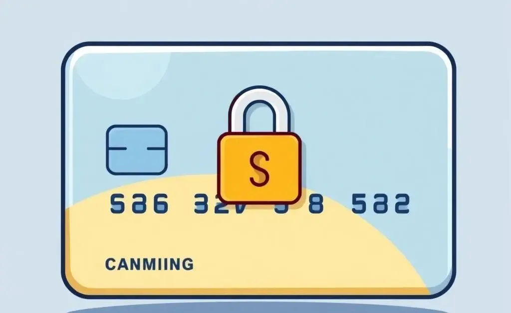 Illustration of a secured credit card with a padlock symbol.
