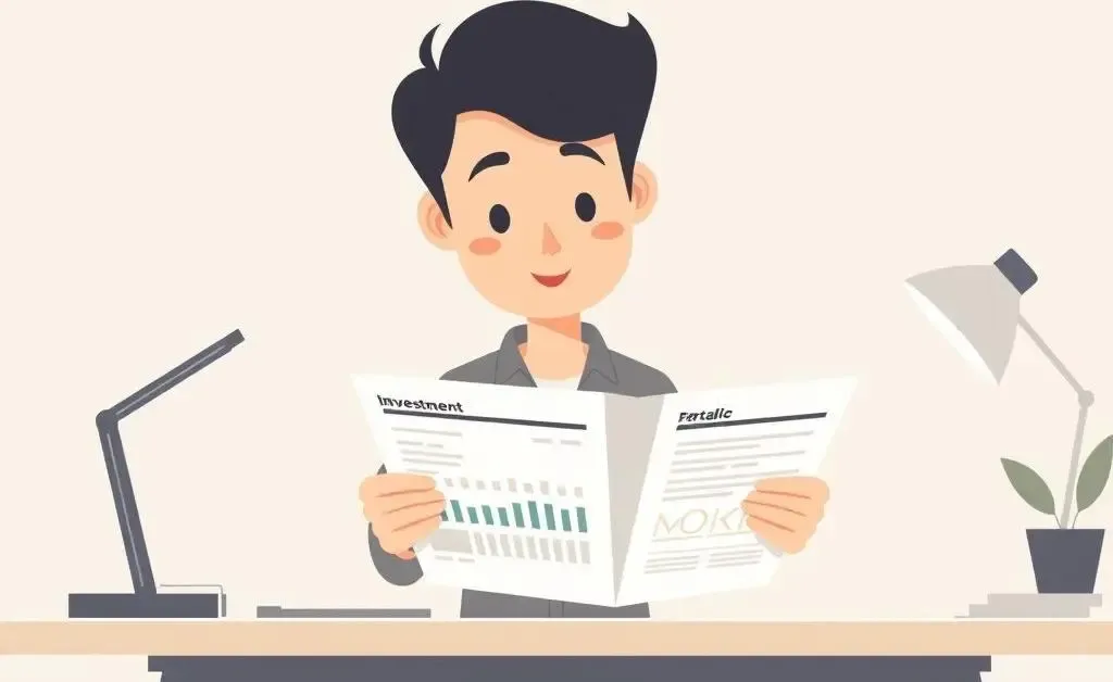 Person reviewing simple investment portfolio illustration