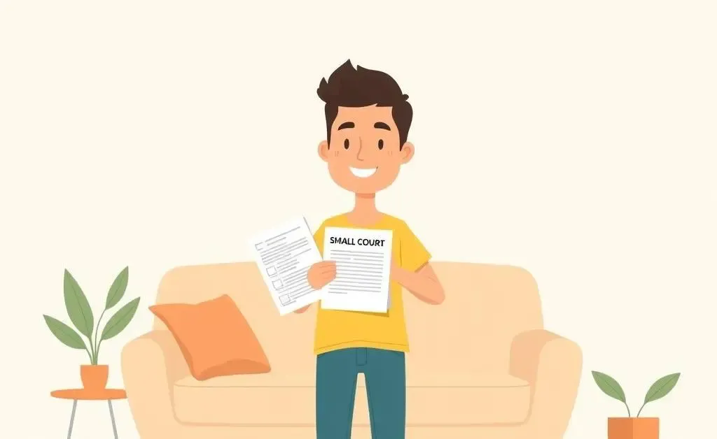 A person confidently holding small claims court papers