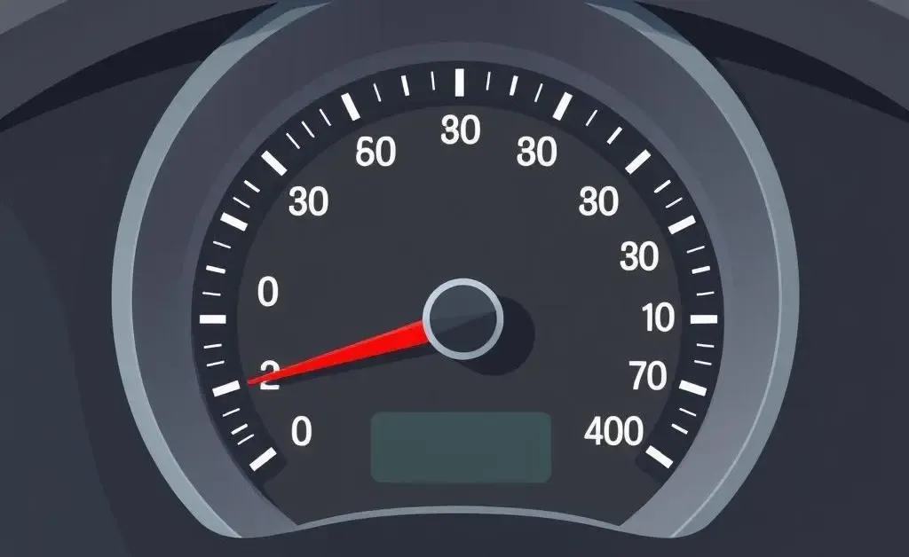 A cartoon illustration of a car speedometer needle exceeding the speed limit