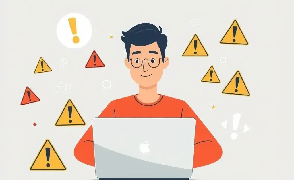 Person identifying spoofed bank messages on laptop