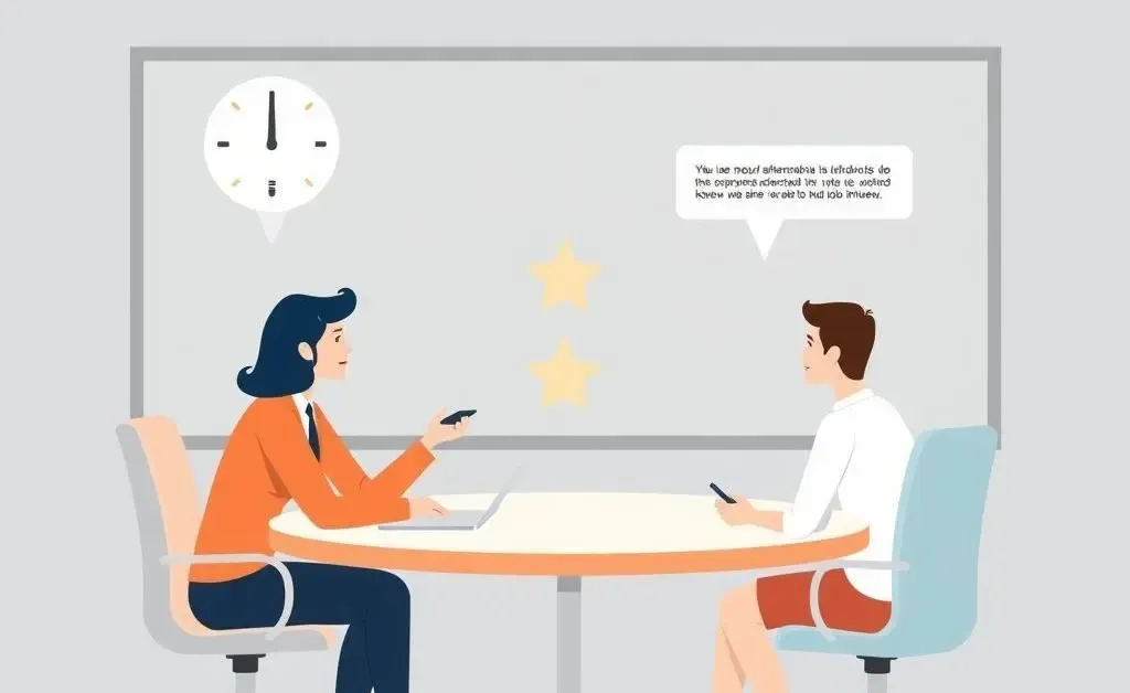 An illustration of a job interview with STAR method notes