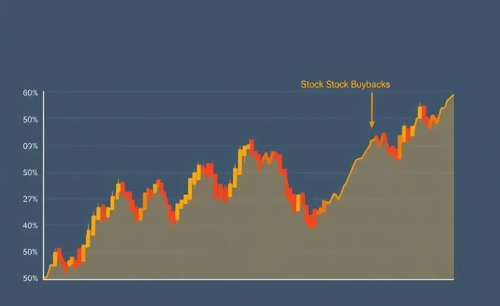 Illustration of a stock market chart highlighting stock buybacks