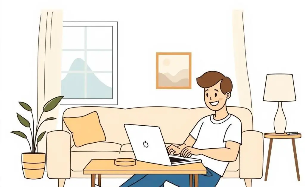 A homeowner learning about HELOC options in a living room setting.