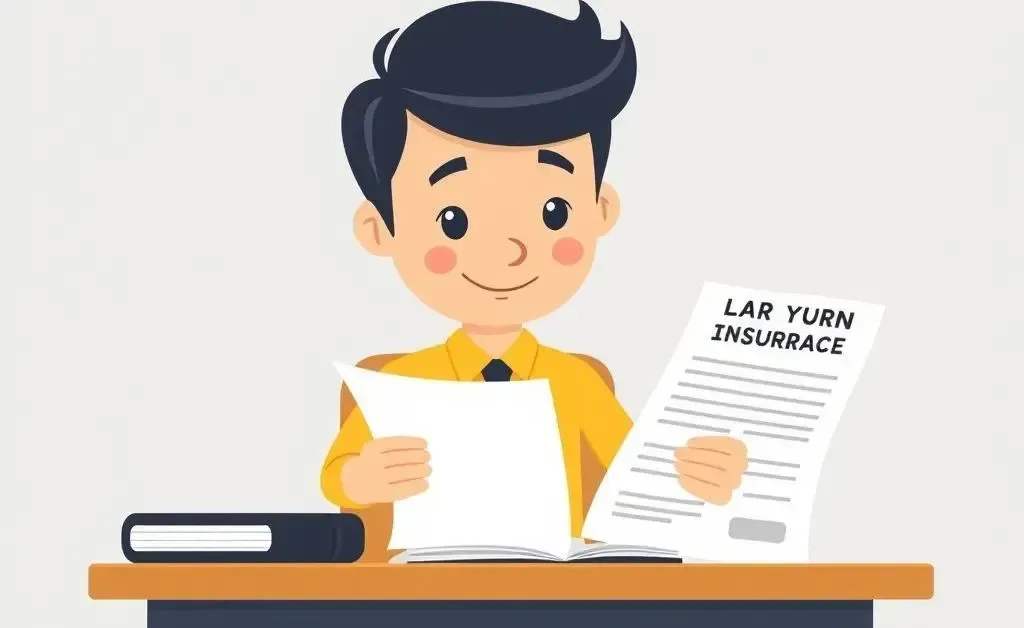 A cartoon of a person examining life insurance policy documents