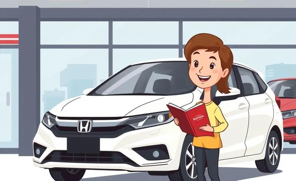 A person examining a used Honda car with interest