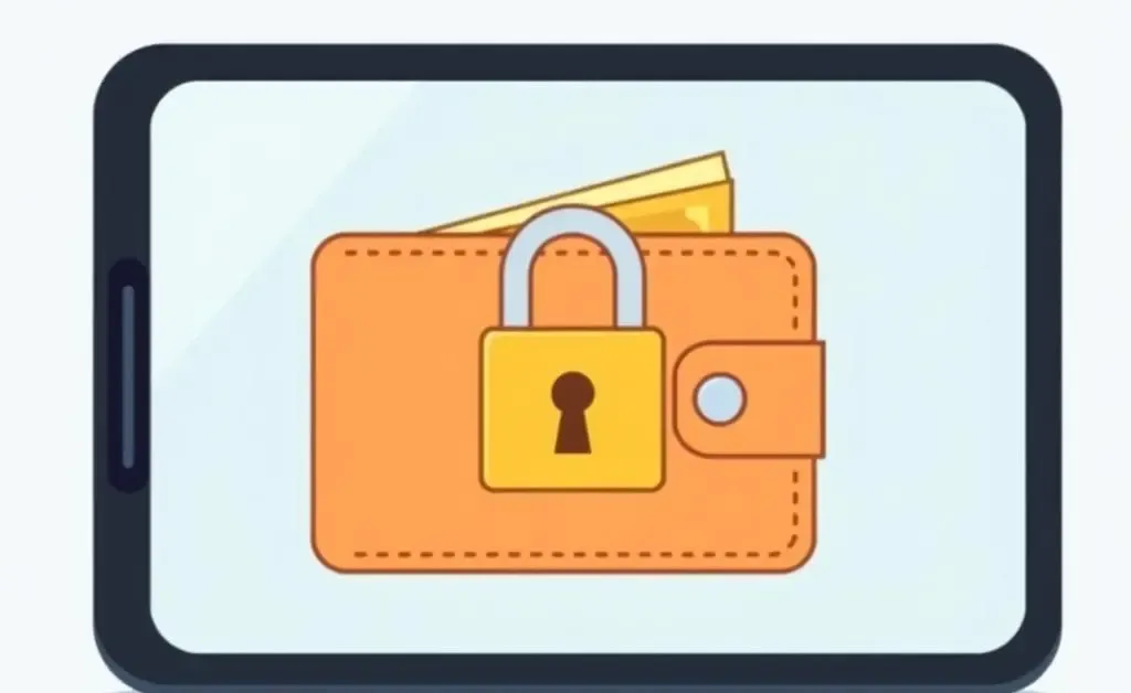A digital wallet with a padlock symbolizing secure online transactions
