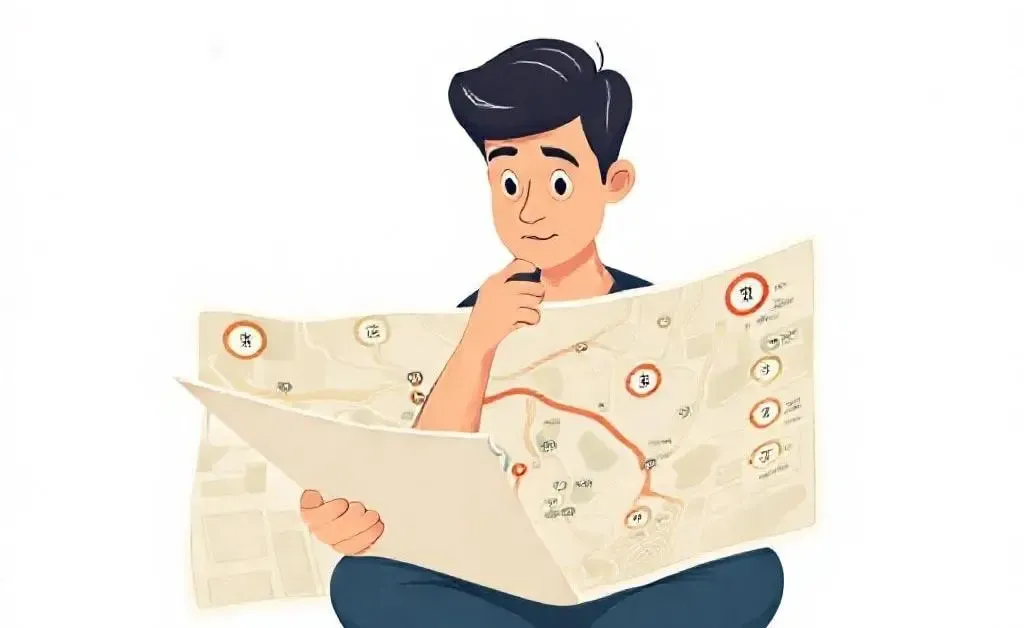 Person looking at a map with credit scores, symbolizing the journey to understanding credit.