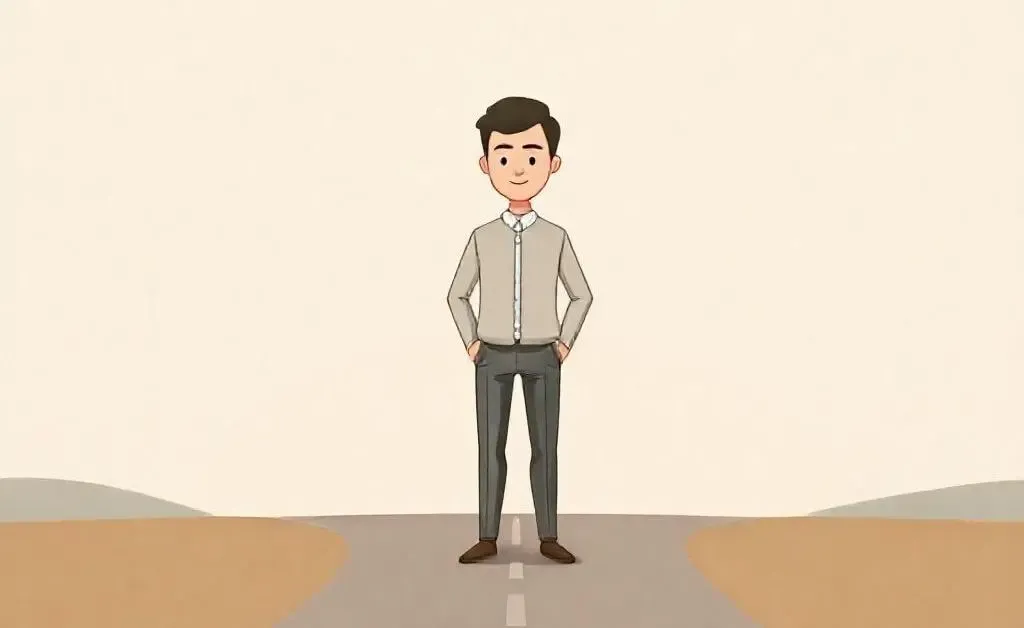 Person standing at a fork in the road, symbolizing choices in financial planning