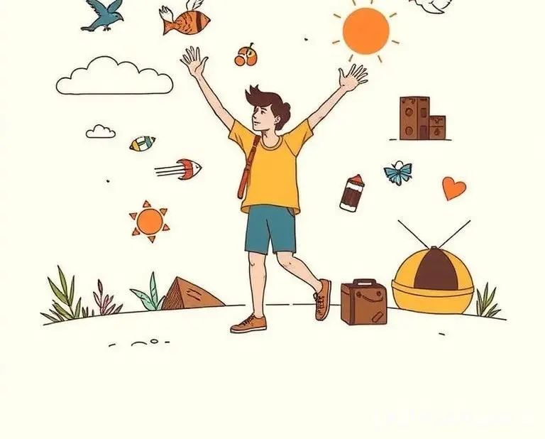 A dynamic illustration of an ideal weekend with diverse activities