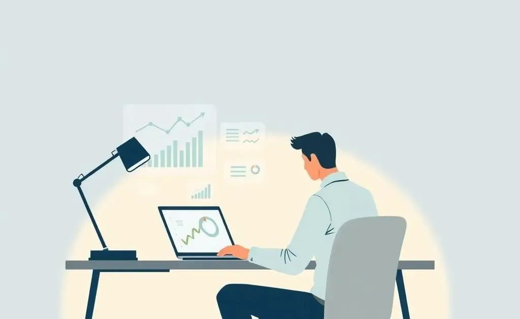 Person at desk exploring investment options on a laptop