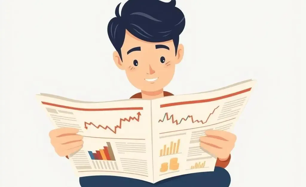 Illustration of someone analyzing a job report with charts