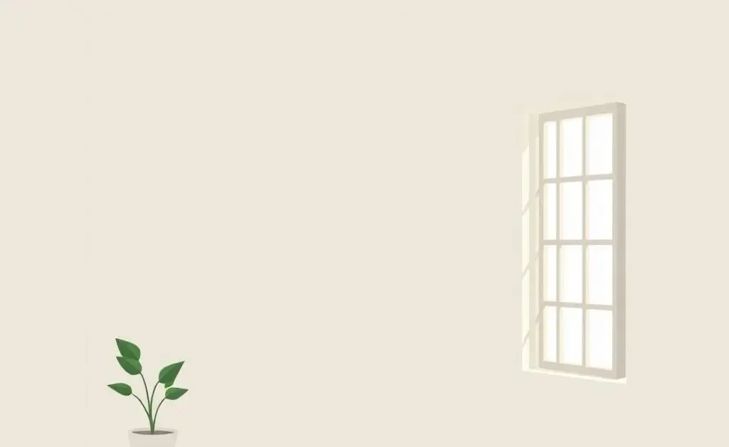 A bright, minimalist room with a single chair and plant.