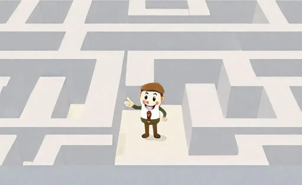 An illustration of a guide leading the way through a maze labeled 'Insurance Claims'.