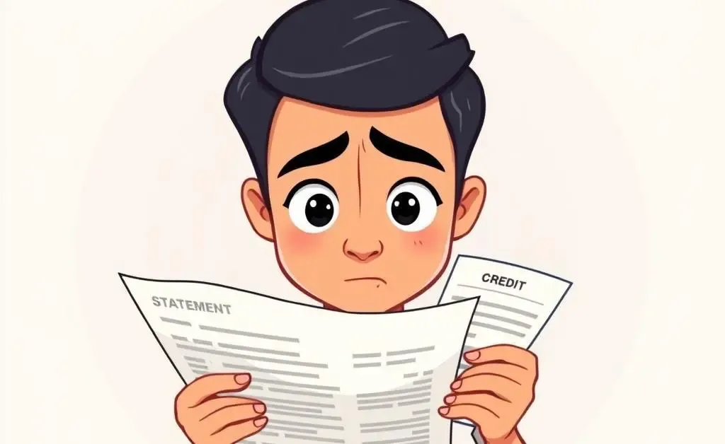 A perplexed person looking at their credit score on a laptop