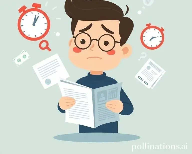 A cartoon person looking confused at a quarterly report