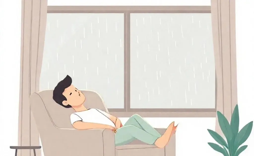 A comforting scene showing financial peace during a rainy day