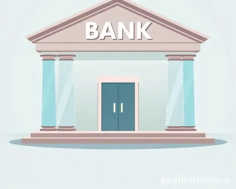 Cartoon-style image of a transparent bank