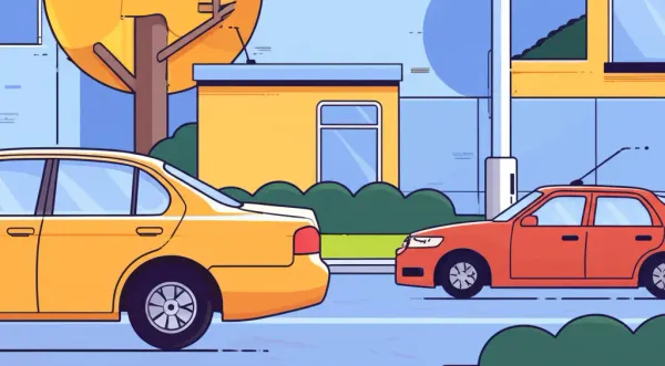 Cars parked on a residential street with one car slightly backing into another