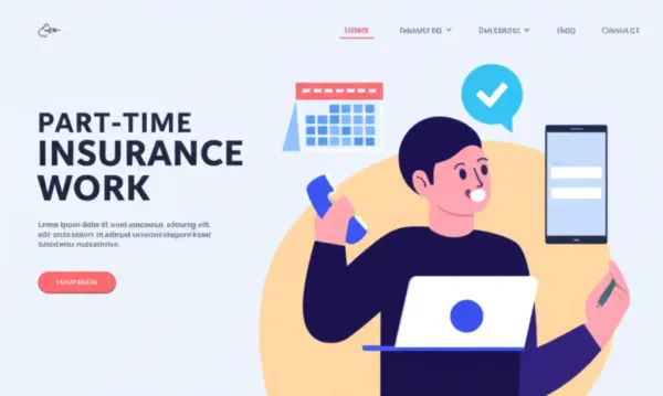 Person juggling tasks related to part-time insurance work