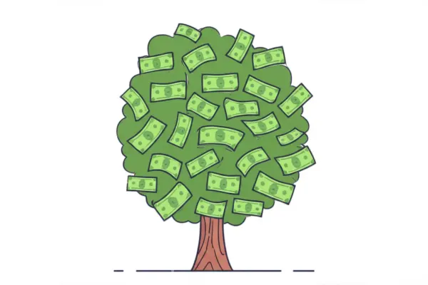 A tree with money as leaves, symbolizing financial growth