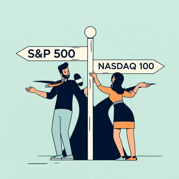 Illustration of two roads labeled S&P 500 and NASDAQ 100