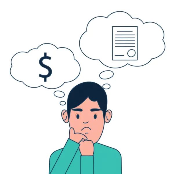 A thoughtful person considering financial decisions