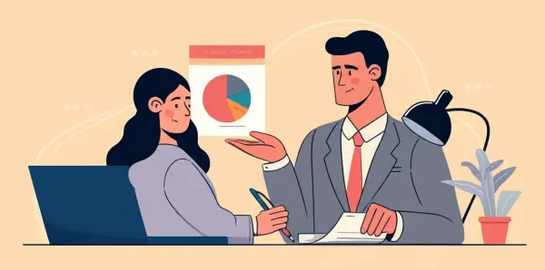 Friendly mortgage advisor assisting a client