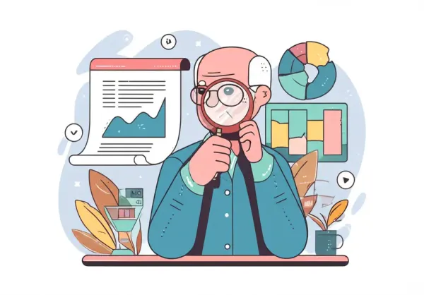 Thoughtful older person examining financial charts