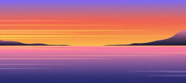 A peaceful reflection on a calm lake at sunset