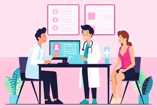 Doctor having a conversation with a patient during an annual wellness visit