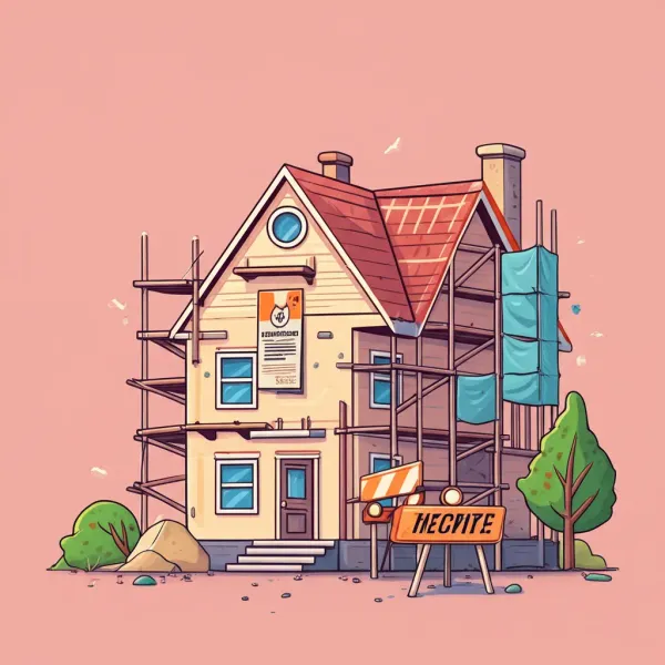 House renovations with visible construction permits