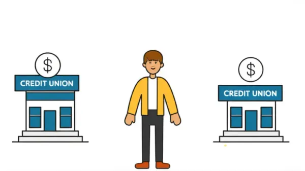 A person choosing between different credit union options