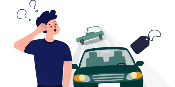 Person standing next to a parked car with missing keys and someone driving away.