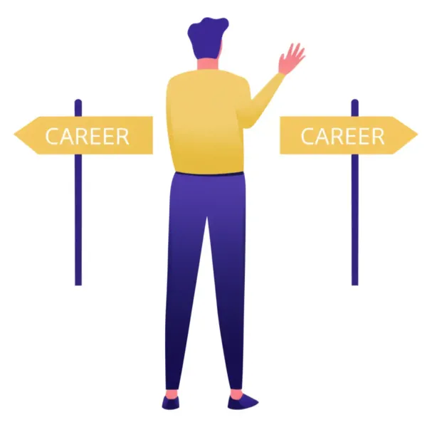 A person at a career crossroads in the insurance industry
