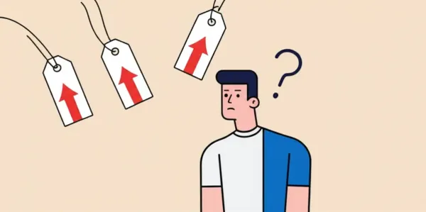 Shopper looking at increasing price tags