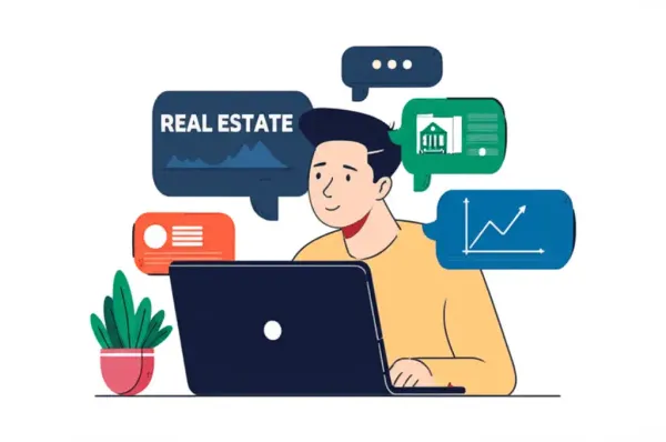Person studying real estate market trends to avoid pitfalls