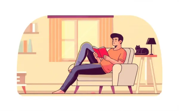 Person reading a book alone in a peaceful room