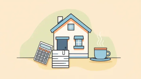 Cozy home with mortgage documents and a calculator on a table.
