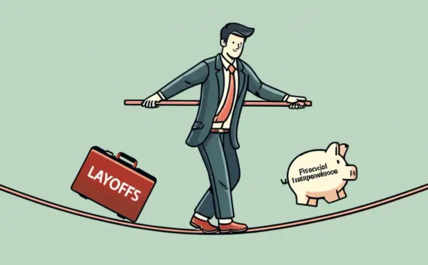 Person balancing layoffs and financial independence