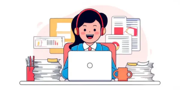 A commercial account manager working in an office setting