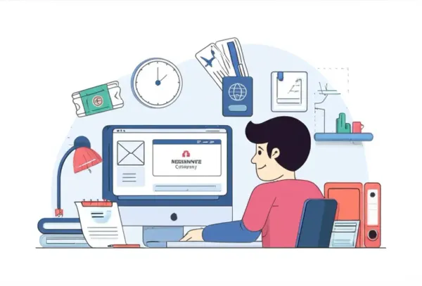 Person handling out-of-country insurance claims at a desk with documents