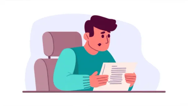 Driver examining car insurance papers
