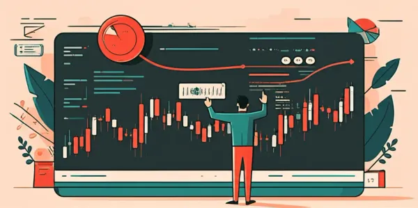 Investor analyzing a stock market turnaround chart