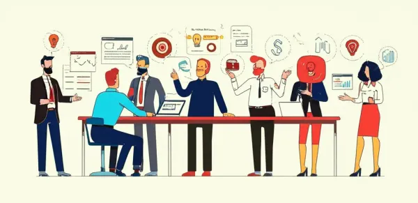 Illustration of financial professionals collaborating