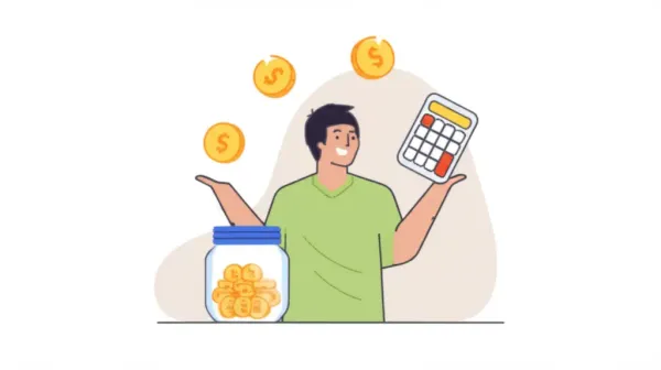 Person managing personal finances with a smile