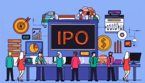 Stock market scene illustrating an IPO