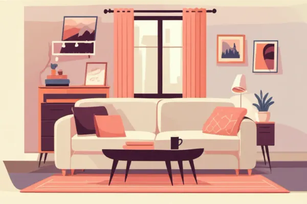 Cozy living room setup with warm lighting and comfortable furniture